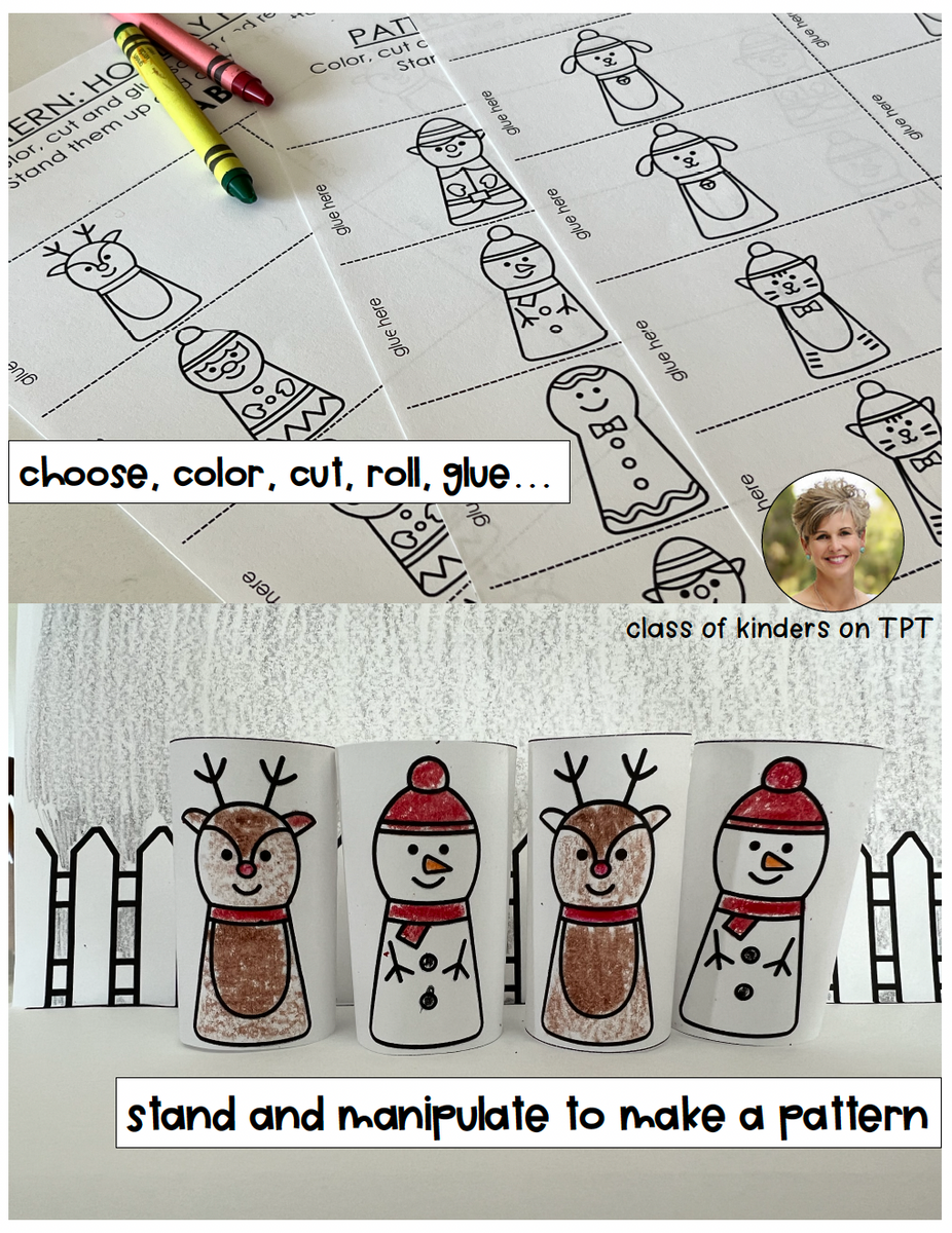 Create a Pattern: Holiday Winter Friends Interactive & Fun Kindergarten Math