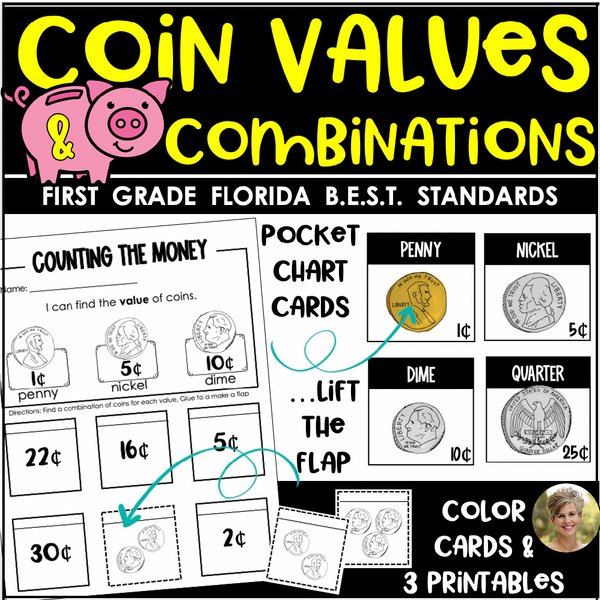 Coins Money Counting the Value 1st Math FLORIDA B.E.S.T STANDARDS