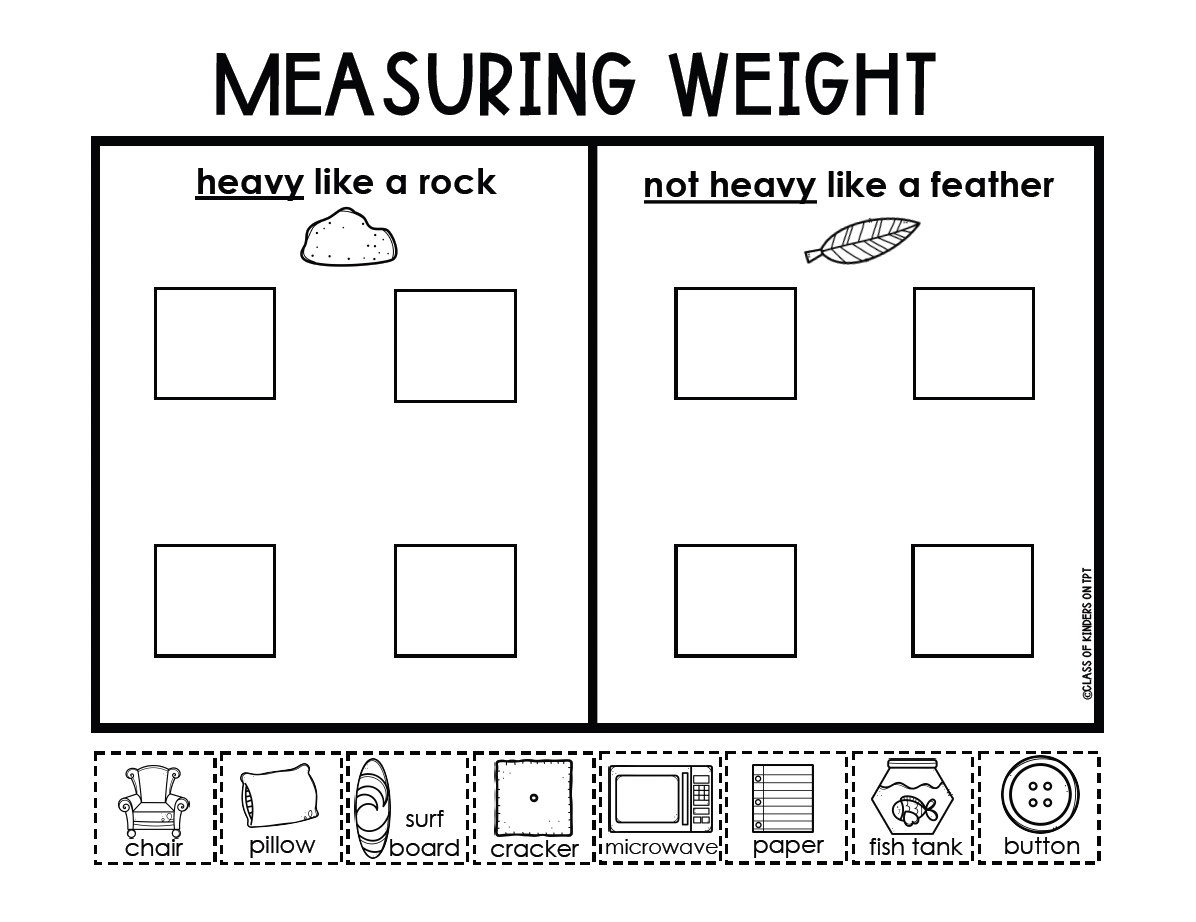 Measurement Weight Kindergarten Math FLORIDA B.E.S.T STANDARDS