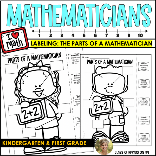 Label the Mathematician! Parts of a Mathematician for Kindergarten & First Math