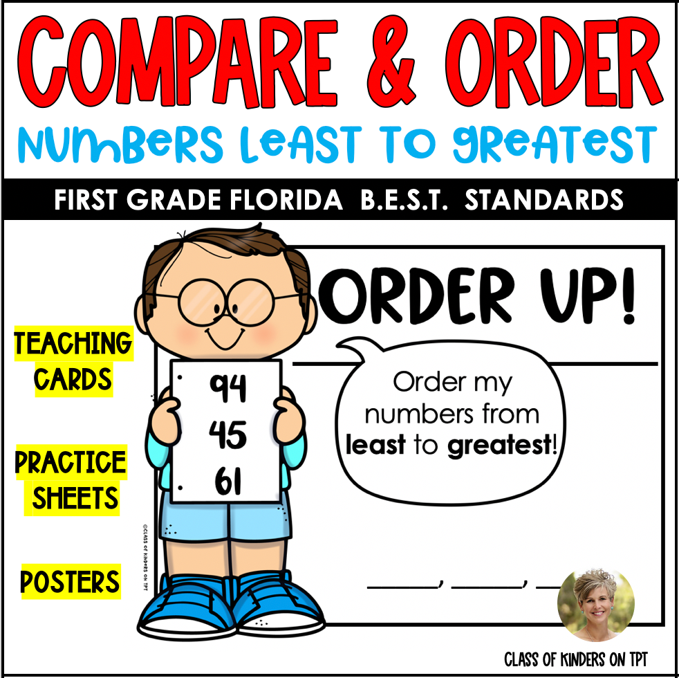 Compare & Order Numbers to 100 1st Grade Math FLORIDA B.E.S.T STANDARDS