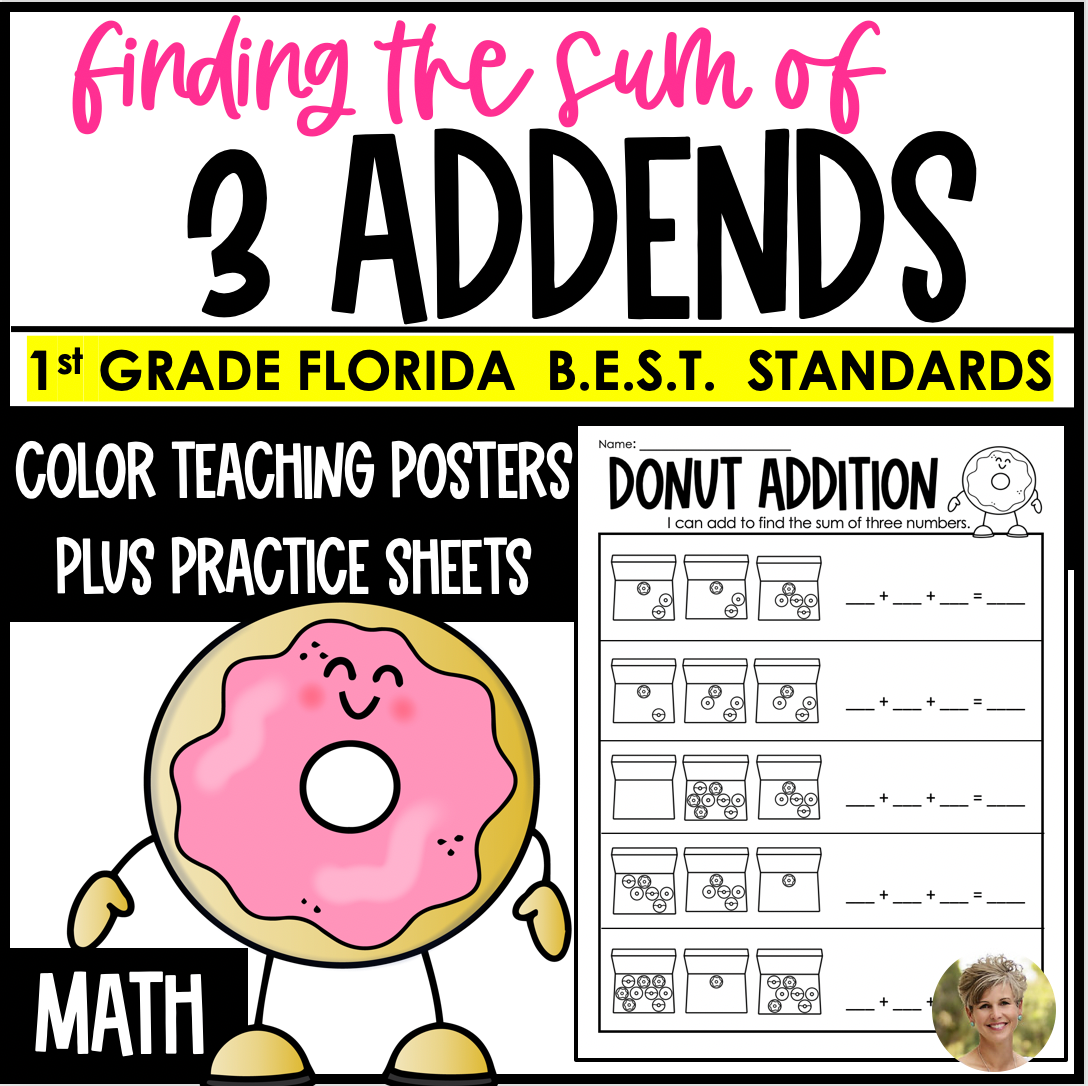 Addition: 3 Addends 1st Grade Math FLORIDA B.E.S.T STANDARDS