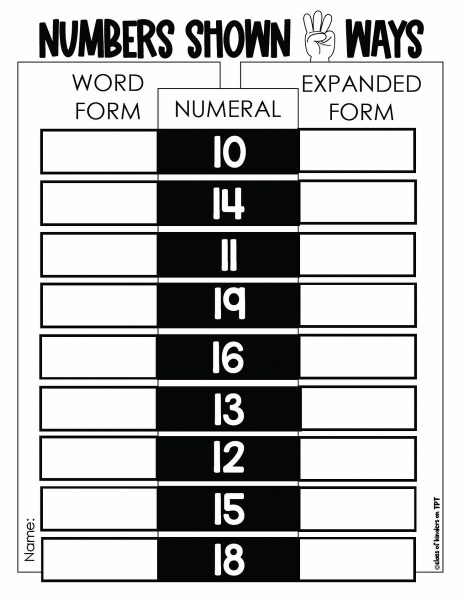 Numbers 3 Ways Expanded, Word, Numeral 1st Grade Math FLORIDA B.E.S.T. STANDARDS