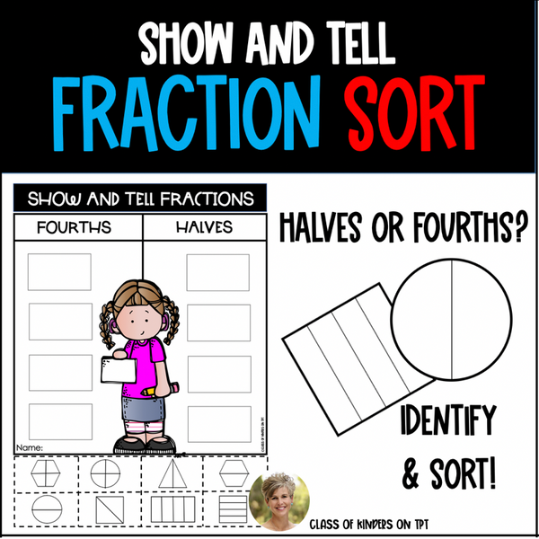 Fractions Halves & Fourths Partition Sort 1st Math: Florida B.E.S.T. Standards