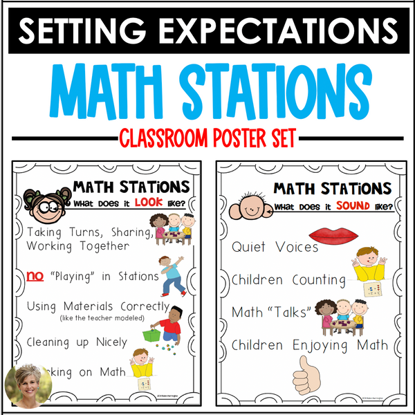 Math Stations: Center Expectations Posters Class Management Kindergarten First