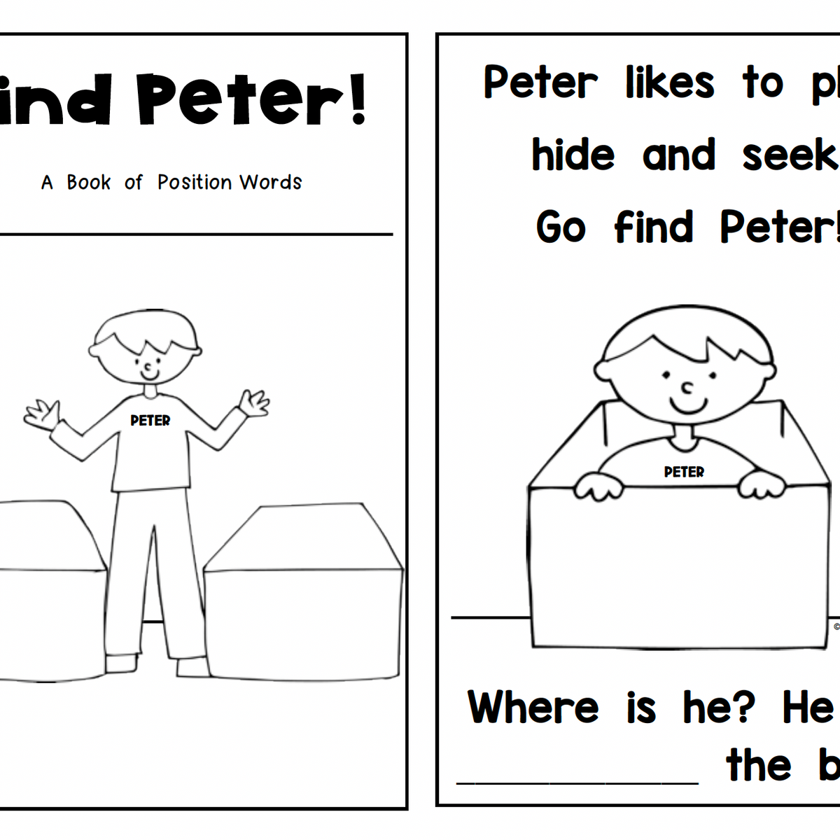 Positional Prepositional Words Reader for Kindergarten & First Grade Math