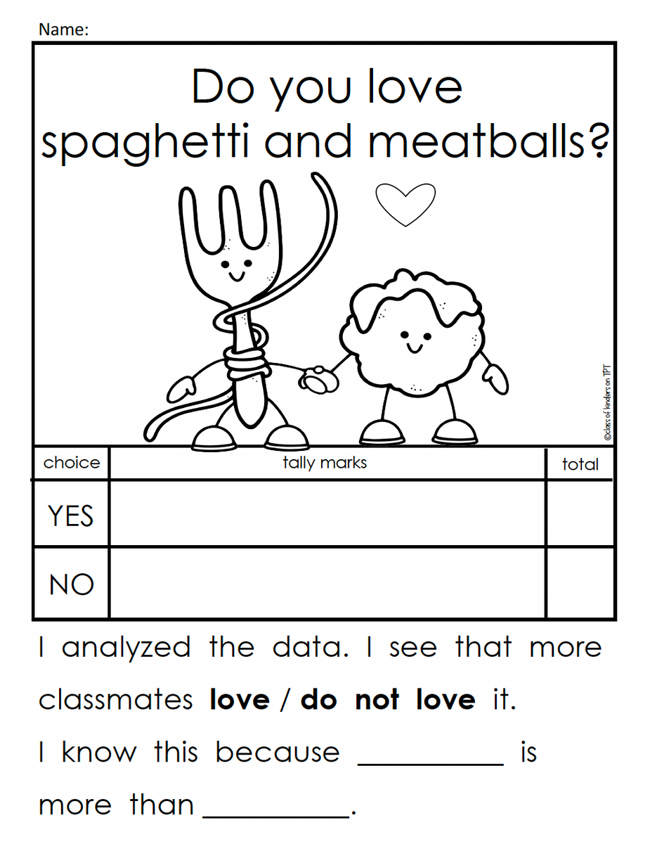 Collecting Data - Food Pairs on Valentine's (or any day) Kinder & First