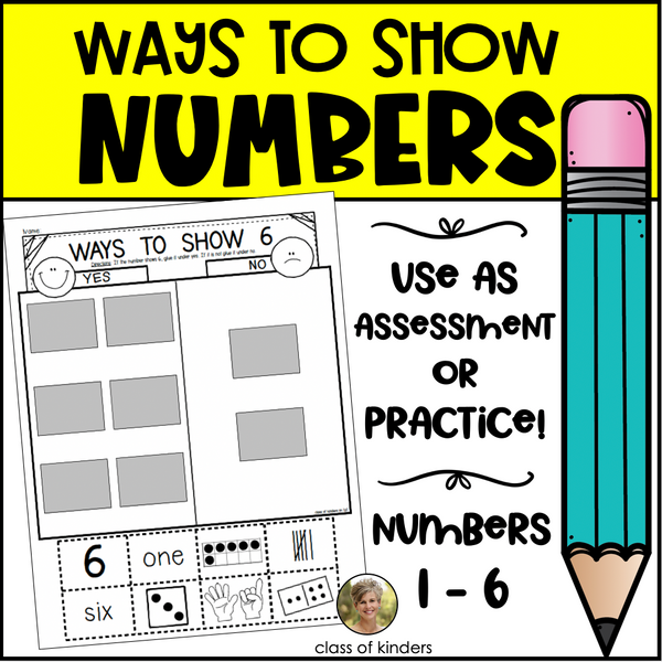 Numbers Ways to Show Sorting Practice Assessment for Kindergarten & First Math