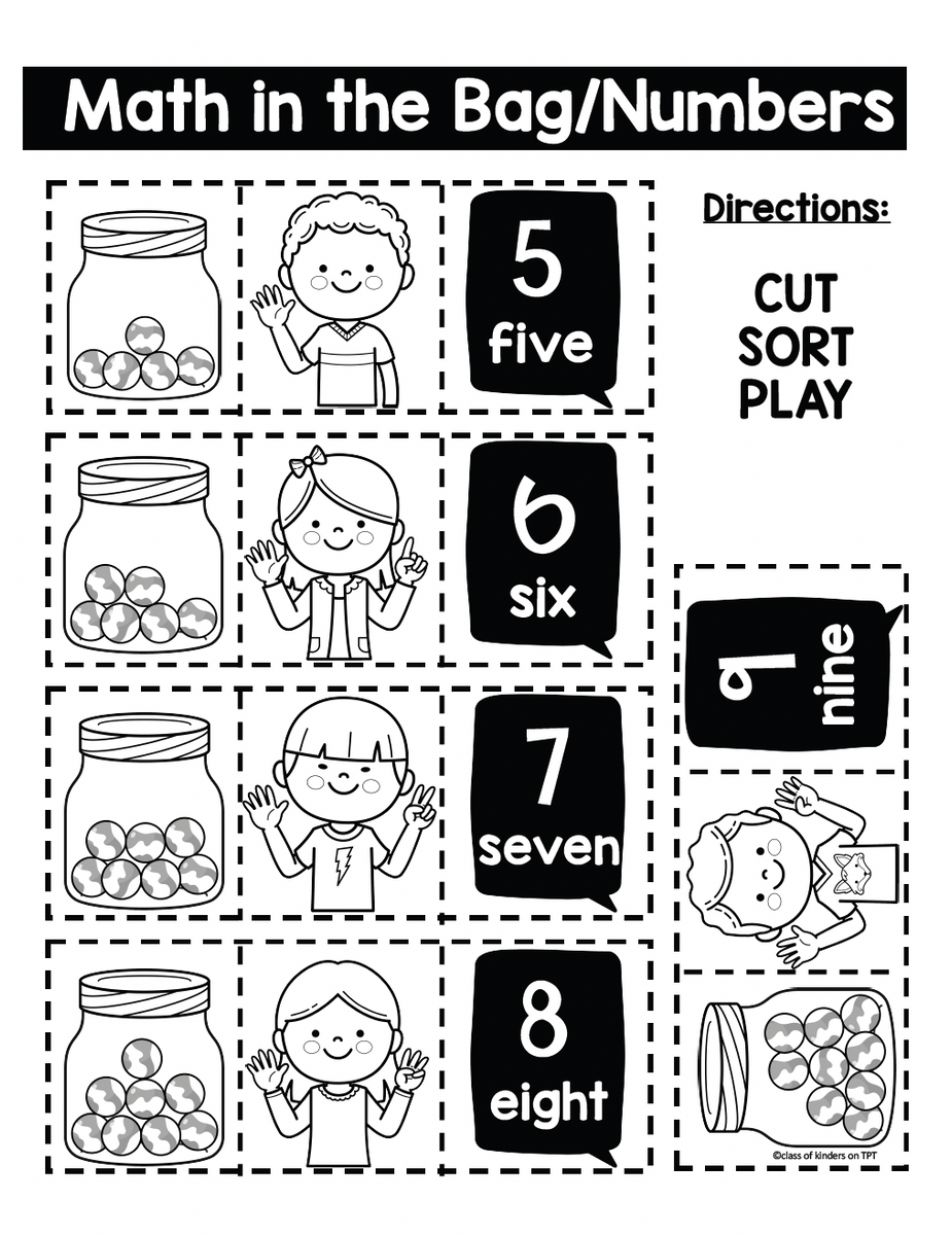 Math in the Bag: Number Ordering & Sorting for Kindergarten & First Grade Games