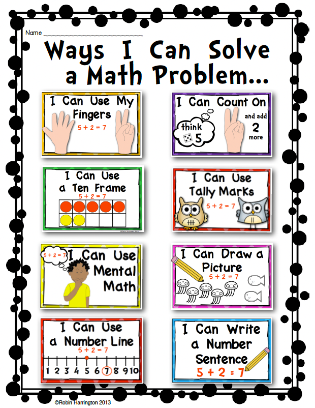 Math Strategy Posters for Addition Equations Kindergarten & First