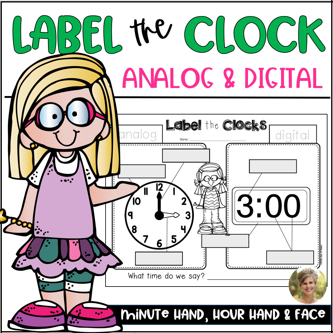 Telling Time Label the Clock for Kindergarten and First Grade