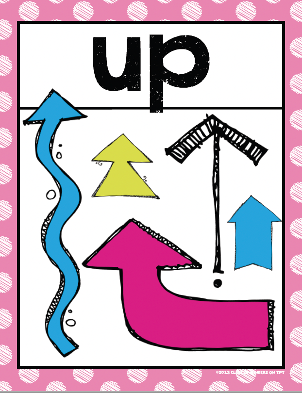 Directional Posters Up & Down Wall Decor for the Primary Classroom Kindergarten & First