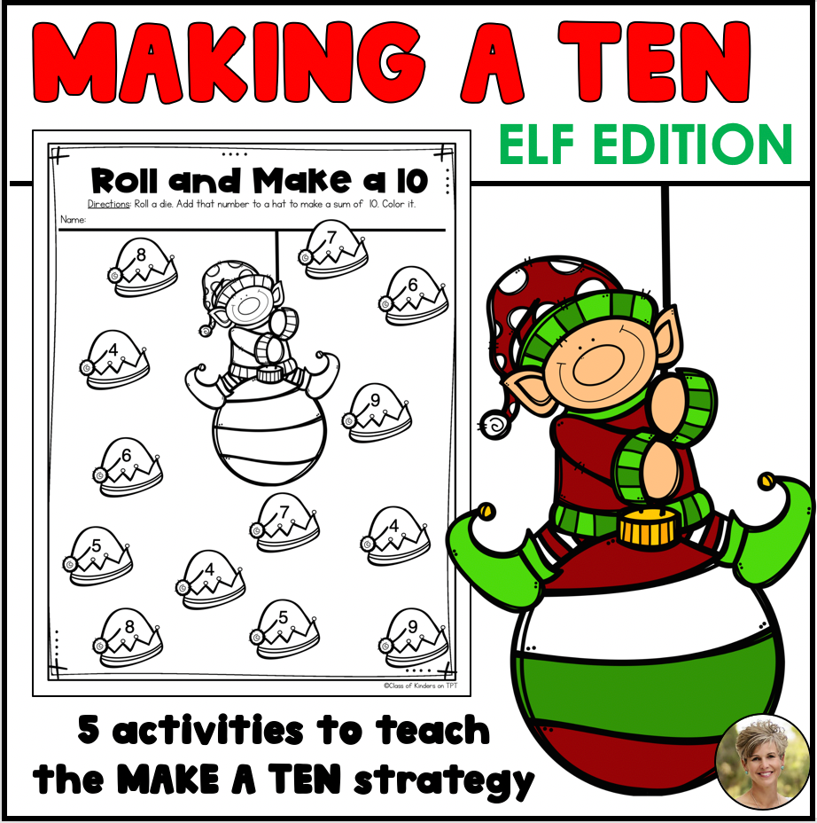 Make A Ten Strategy - Christmas Elf - December Math for First Grade