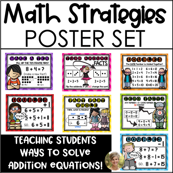 Math Strategy Posters for Addition Solving Equations First Grade Math