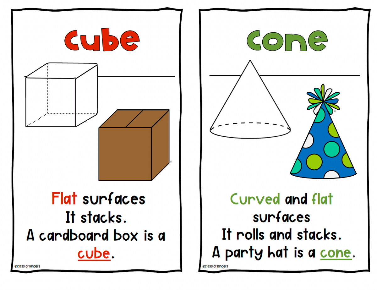 3D Shape Mini Posters for Kindergarten & First Grade Math