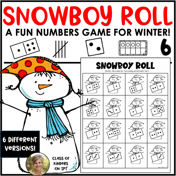 Snowman Roll January Math Games - Dominoes, Tallies, 10 Frames & More!