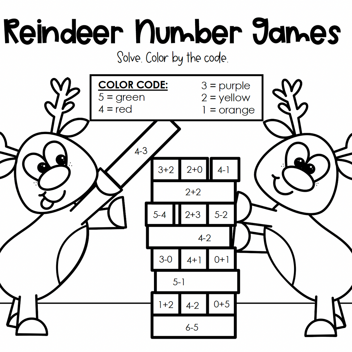 Christmas Reindeer Games Activities Kindergarten & First December Mini Unit