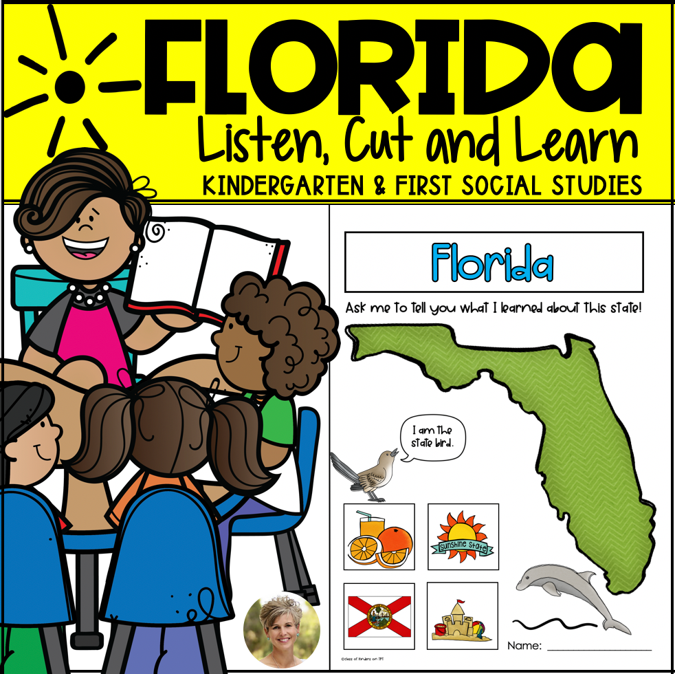 Florida Facts: Listen, Cut & Learn Activity Kinder & First Social Studies