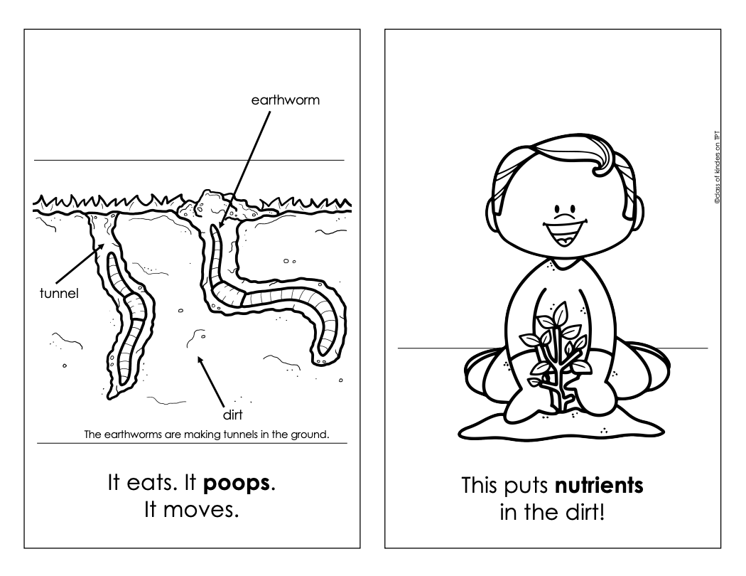 Earthworm Spring Science Reader Kindergarten & First Grade