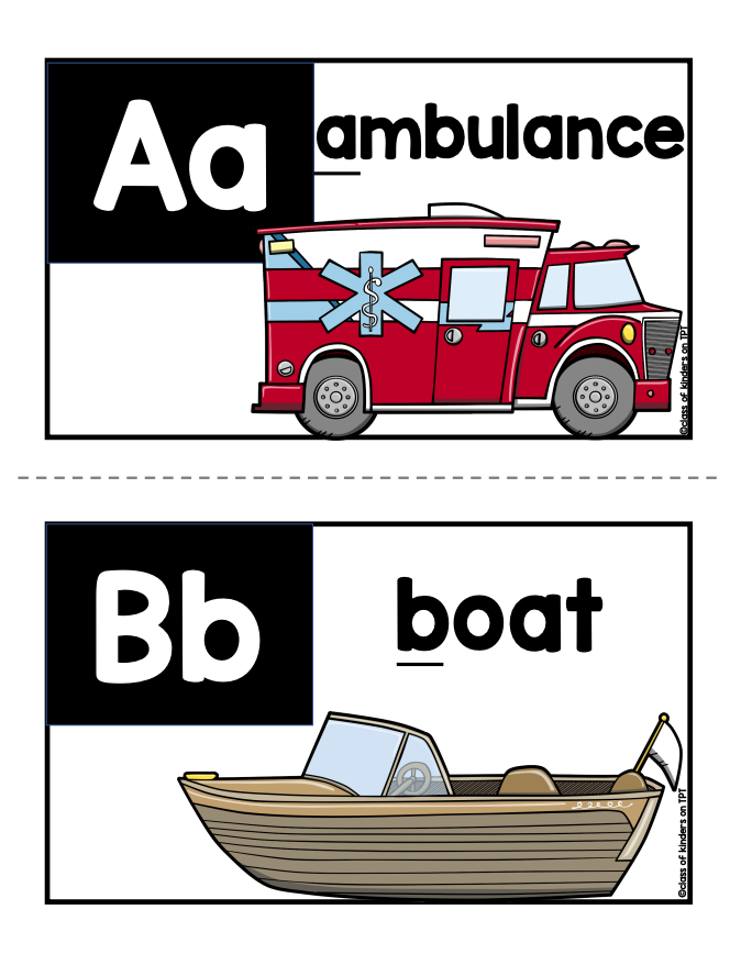 Vehicle Transportation Alphabet Mini Posters ABC order