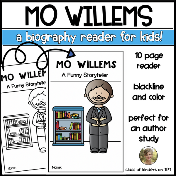 Mo Willems {Author Study} Biography Reader for Kindergarten & First Grade
