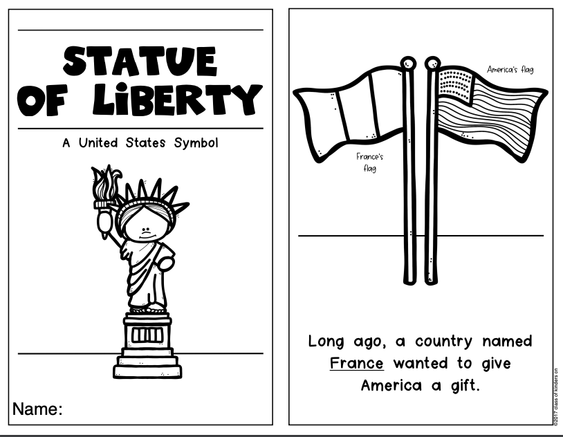The Statue of Liberty History Reader for Kindergarten & First Social Studies