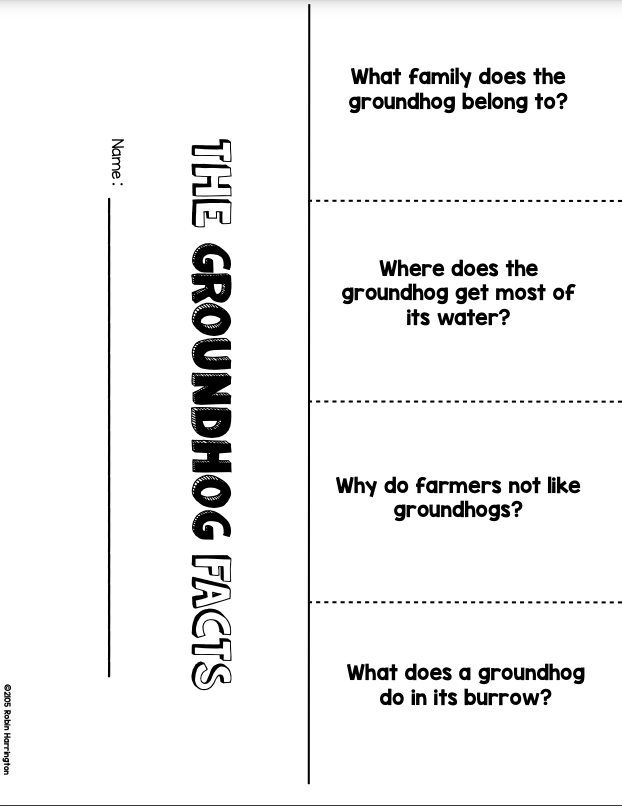 Close Read - Groundhog Informational Reading & Text Dependent Questions