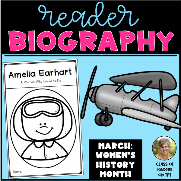 Amelia Earhart Biography Reader Planes Women's History Kindergarten & First