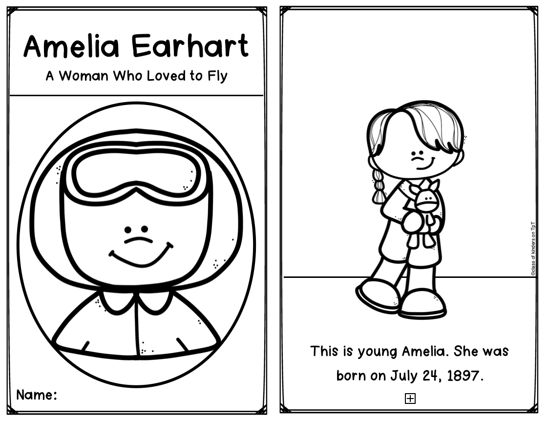 Amelia Earhart Biography Reader Planes Women's History Kindergarten & First