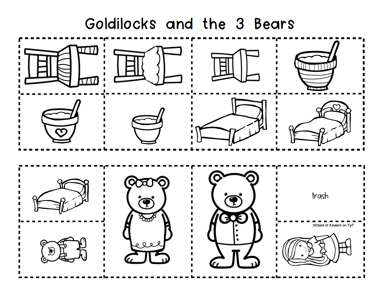 Retelling the Story Goldilocks & the 3 Bears Storyboard & Characters Folktale
