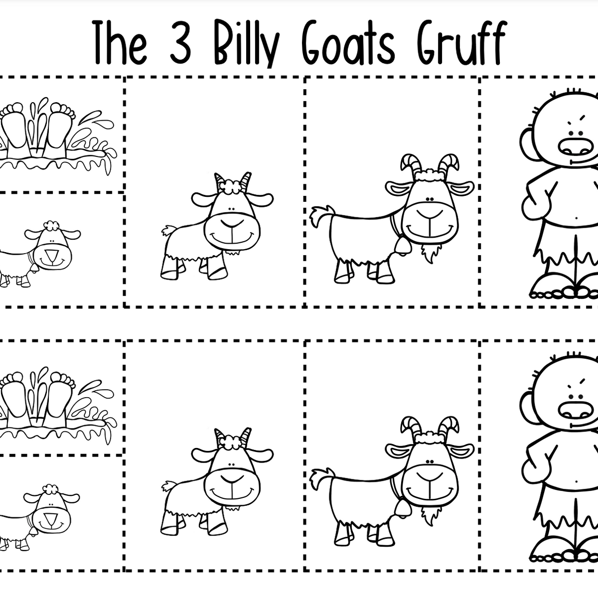 Retelling the Story 3 Billy Goats Gruff Storyboard & Characters Folktale Reading