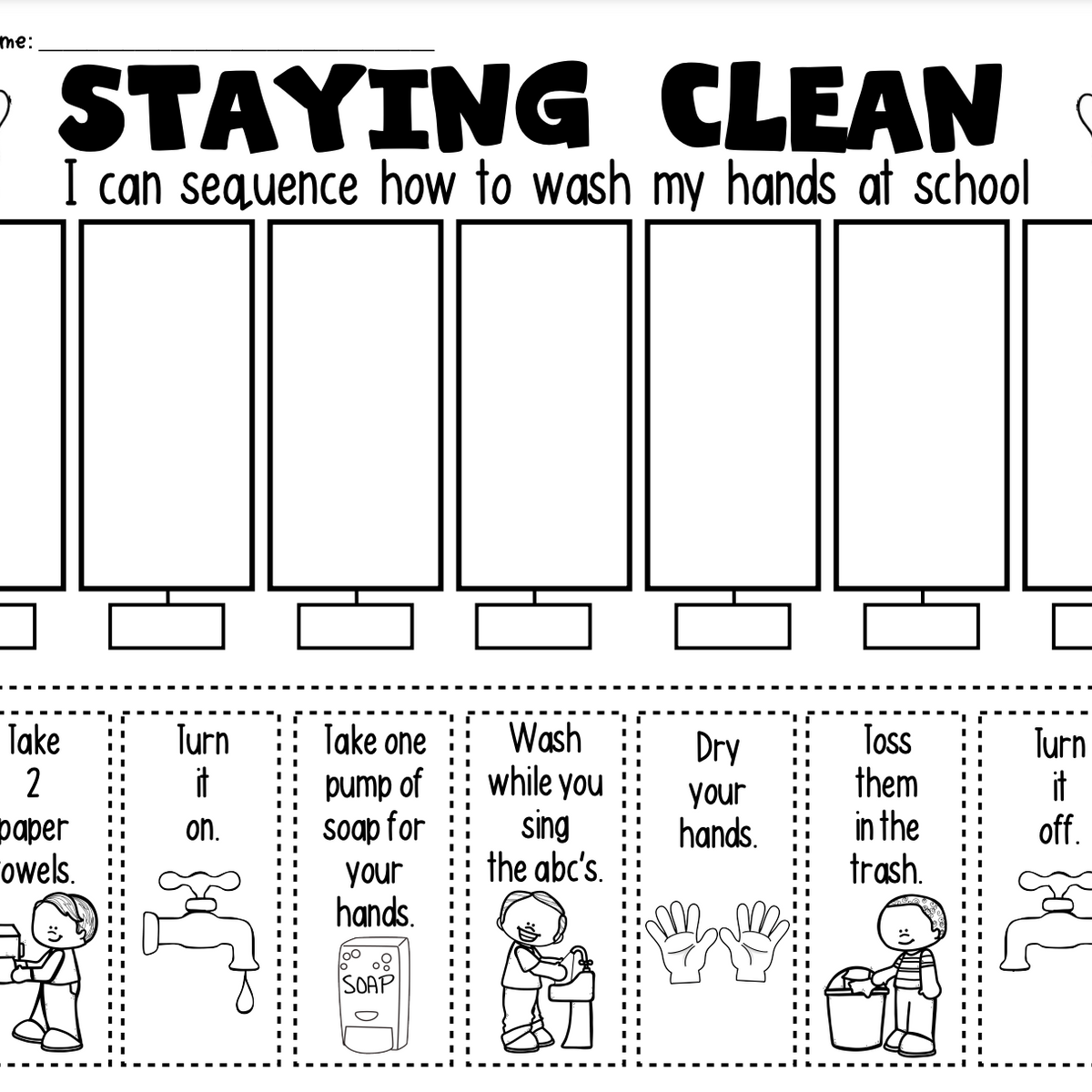 How To Wash Your Hands Teaching Procedures & Expectations Sequence Activity