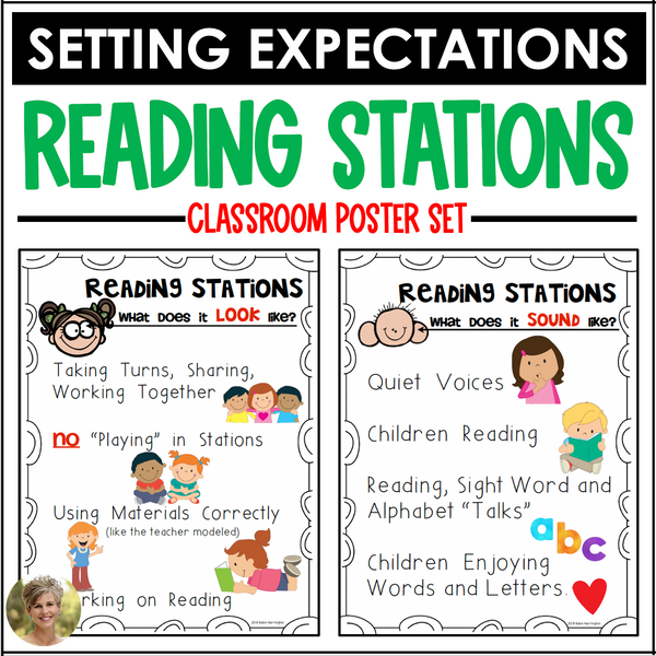 Reading Stations Expectations Poster Setfor Kindergarten and First Grade