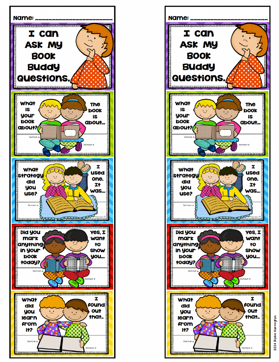 Book Buddy & Partner Reading Question Posters for Kindergarten & First