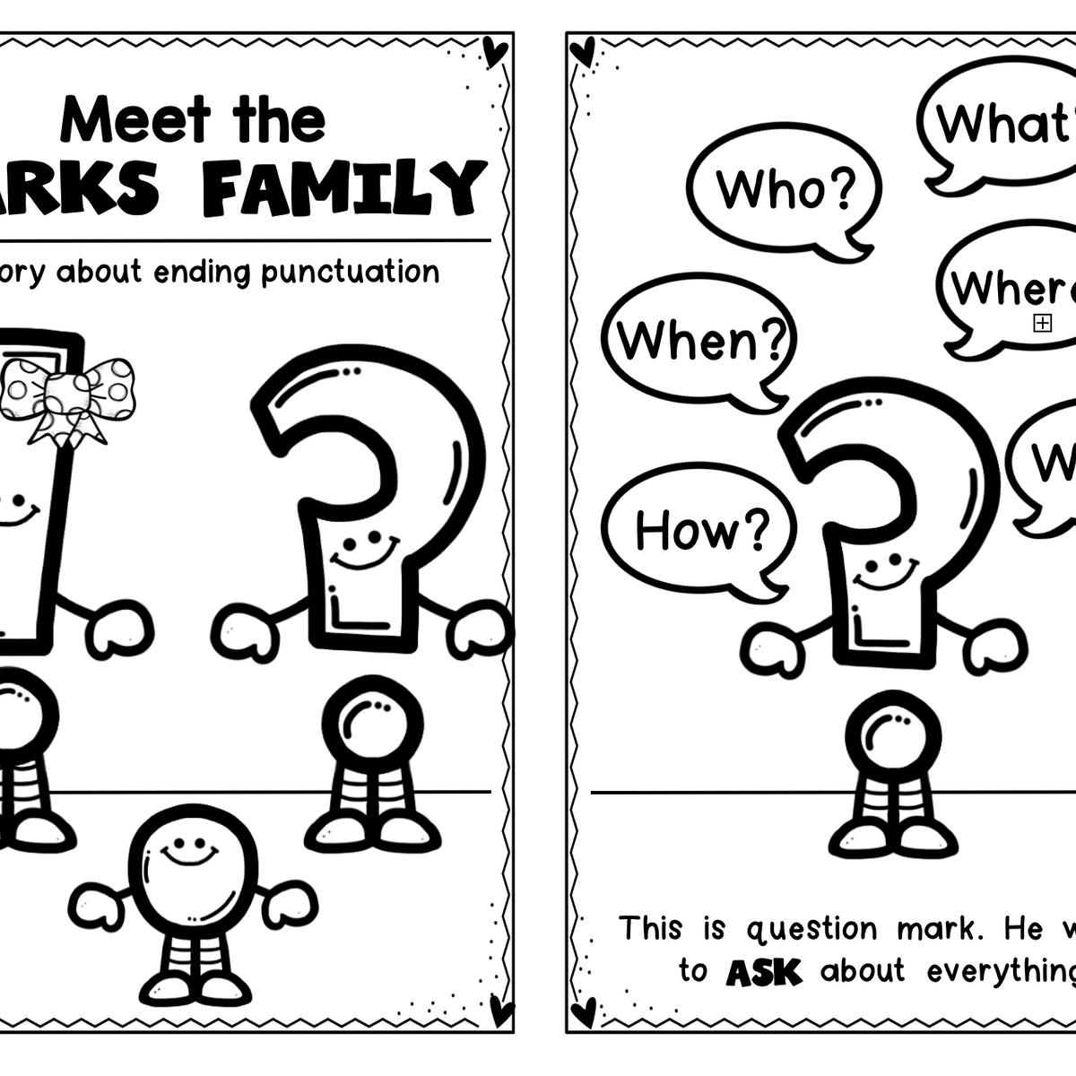 Punctuation Activities for Kindergarten & First: The Marks Family