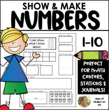 Numbers {Show & Make Math} for Kindergarten 1-10 Set Common Core
