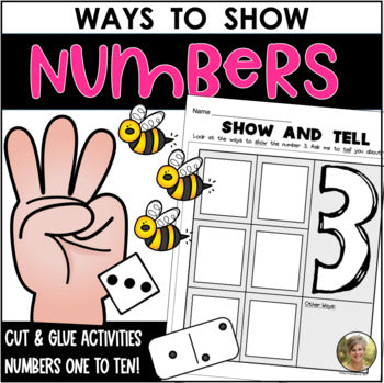 Ways to Show Numbers 1-10 Cut & Glue Activities Kindergarten & First Math